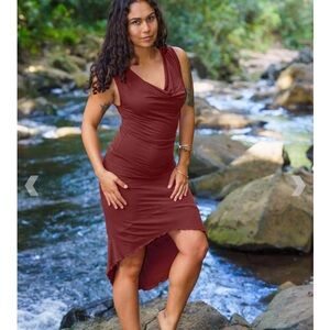 Elegant hand made cowl Neck red Dress xs
